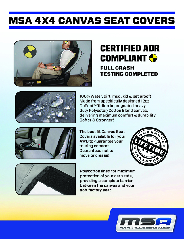 MSA 4X4 Premium Canvas Seat Covers ADR compliant